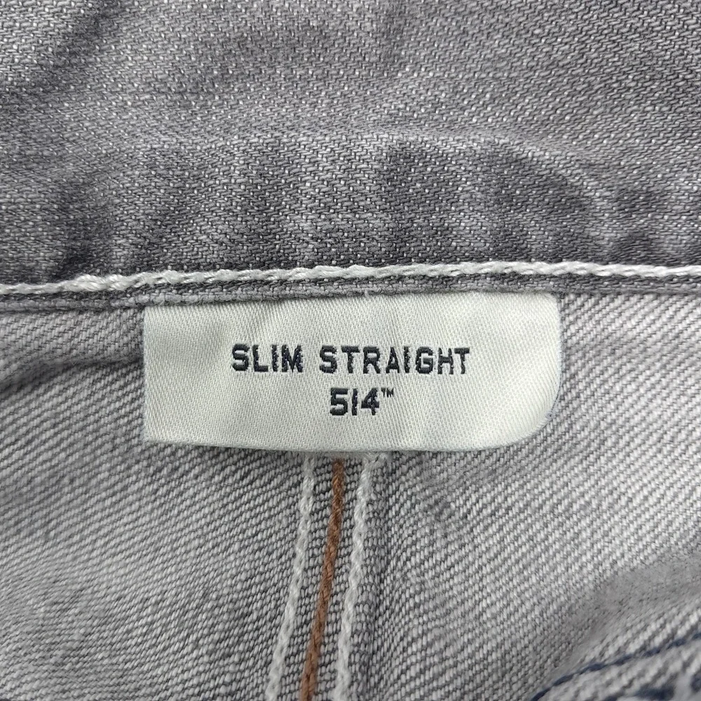 Levis 514 Slim Straight Jeans Mens Size 30x30 Grey Wash Denim Stretch